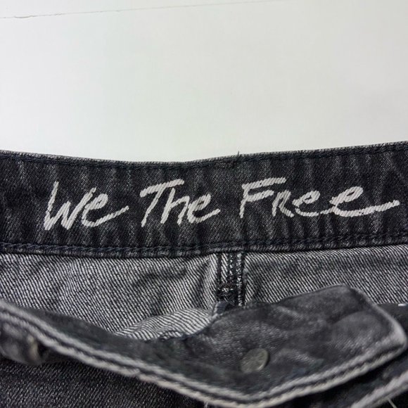 We The Free People Womens Bailey Mini Skirt Black Pockets Frayed Denim 24 New - Picture 8 of 12